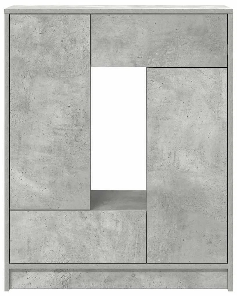 betonszürke komód fiókokkal és ajtókkal 73x31x90 cm
