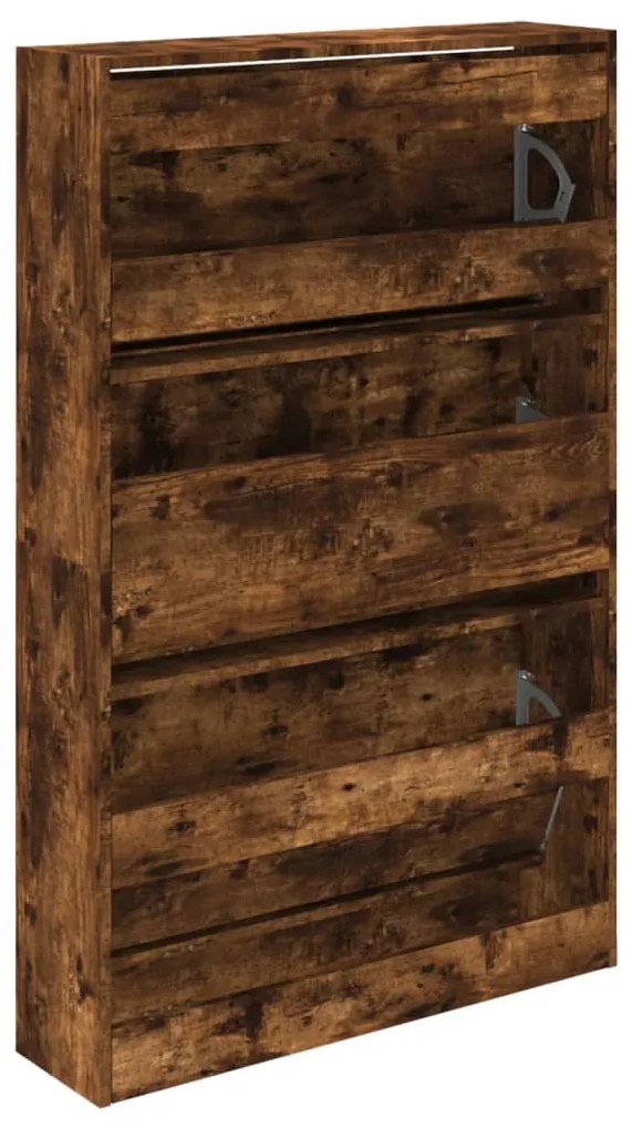 füstös tölgy színű szerelt fa cipőszekrény 80 x 21 x 125,5 cm