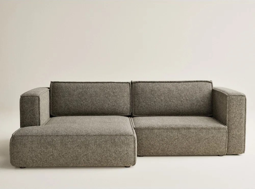 Barna zsenília kinyitható-tárolóhelyes sarokkanapé (bal oldali-heverő résszel) Velto – Maison de Rêve