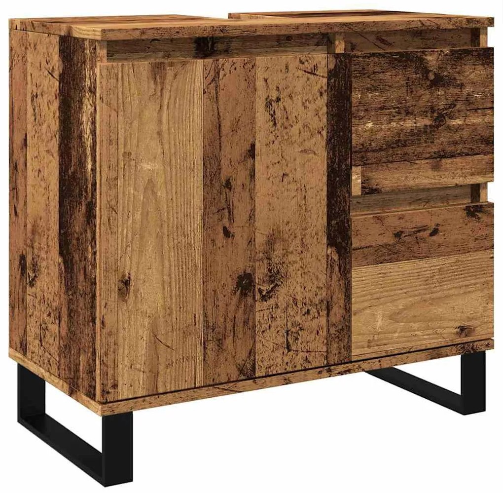Antik fa színű szerelt fa mosdószekrény 65 x 33 x 60 cm
