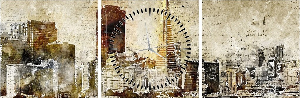Kép - Művészileg renderelt város (órával) (90x30 cm)