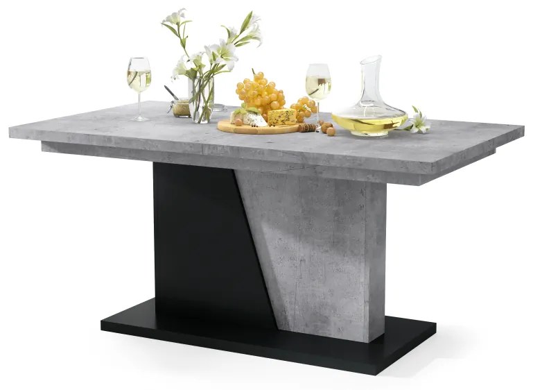 Mazzoni NOBLE NOIR Millenium Beton/Fekete Matt - 218 cm-es NYITHATÓ ASZTAL!