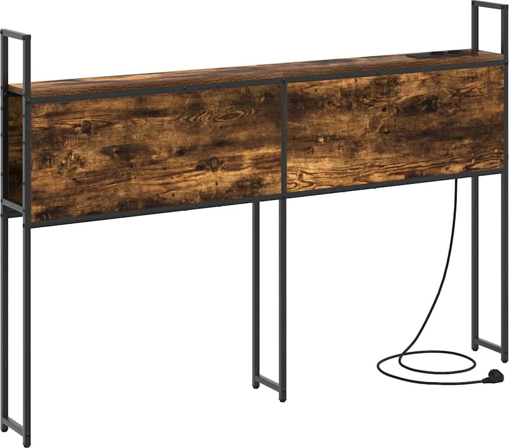 vidaXL Tárolós Fejtámla Töltő Állomással Füstölt tölgy Faanyag