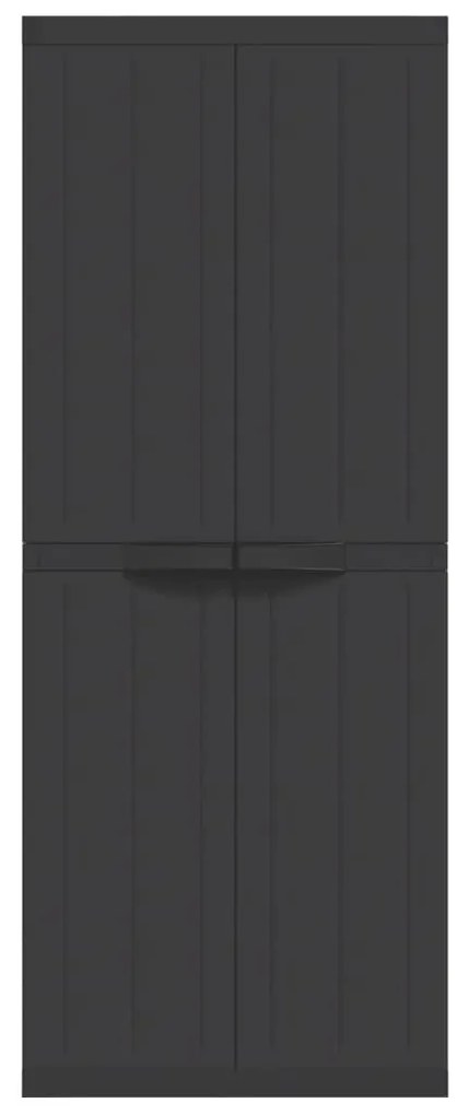 Fekete PP kültéri tárolószekrény 65 x 37 x 165 cm