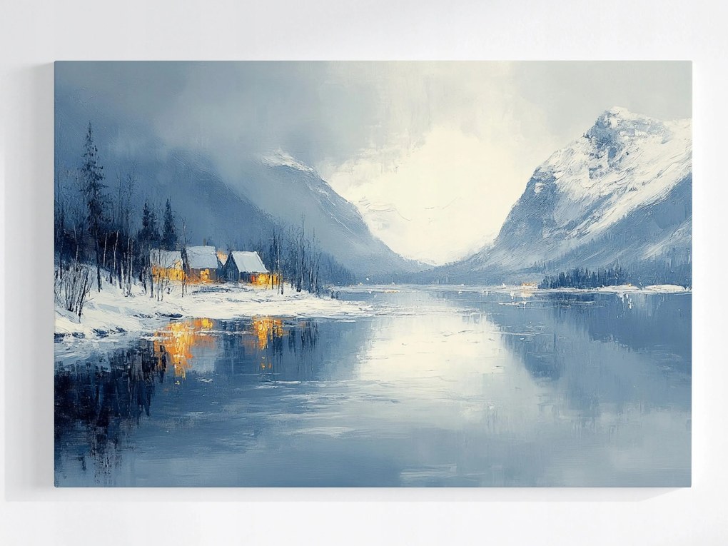 Poszter Skandinávia Norvégia Hegyek Fjord Tél Hó 60x40