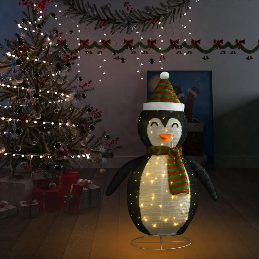 dekoratív luxus szövet karácsonyi LED-es pingvinfigura 120 cm