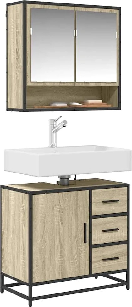 vidaXL sonoma tölgy szerelt fa fürdőszobai mosdószekrény 65x33x60 cm