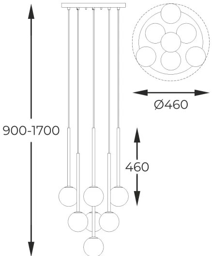 Zuma Line P0574-07F-F7AA - Csillár zsinóron ARCTURUS 7xG9/4W/230V arany