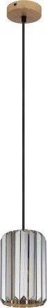 Globo 30220146 Függőlámpa, fém fa megjelenésű, füstszínű K5 kristályok, kábel textil fekete, ø: 135mm, M: 1200mm, 1x E27 60W 230V izzó nélkül