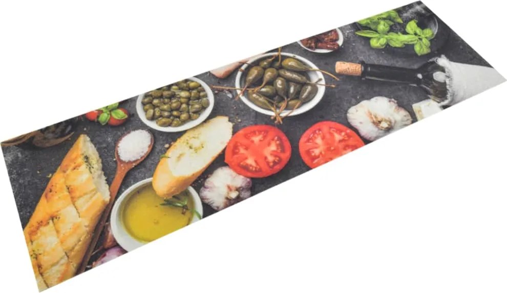 vidaXL mosható bor- és vacsoramintás bársony konyhaszőnyeg 45x150 cm