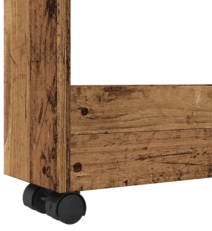 3 szintes antik fa színű szerelt fa keskeny tárolókocsi