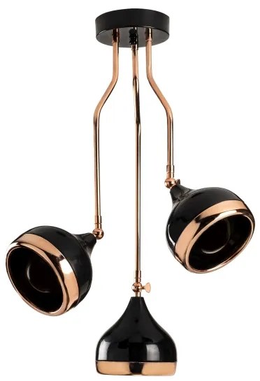 Rudas csillár YILDO 3xE27/40W/230V fekete/rézszínű