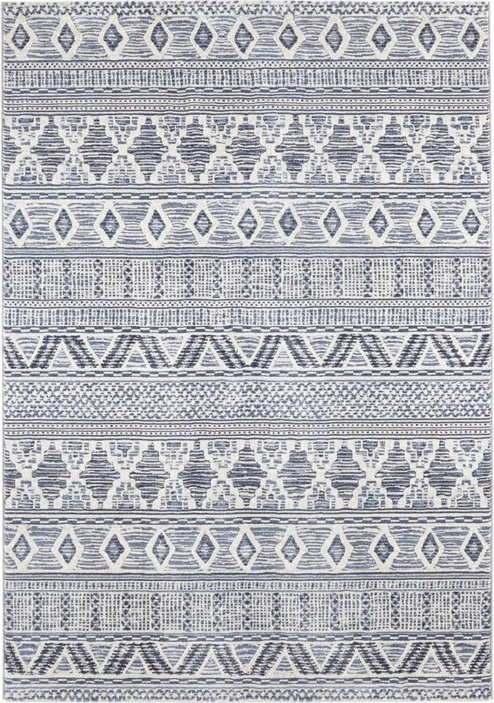 Nappali szőnyeg 200x290, boho mintás,puha plüss sörték krém kék