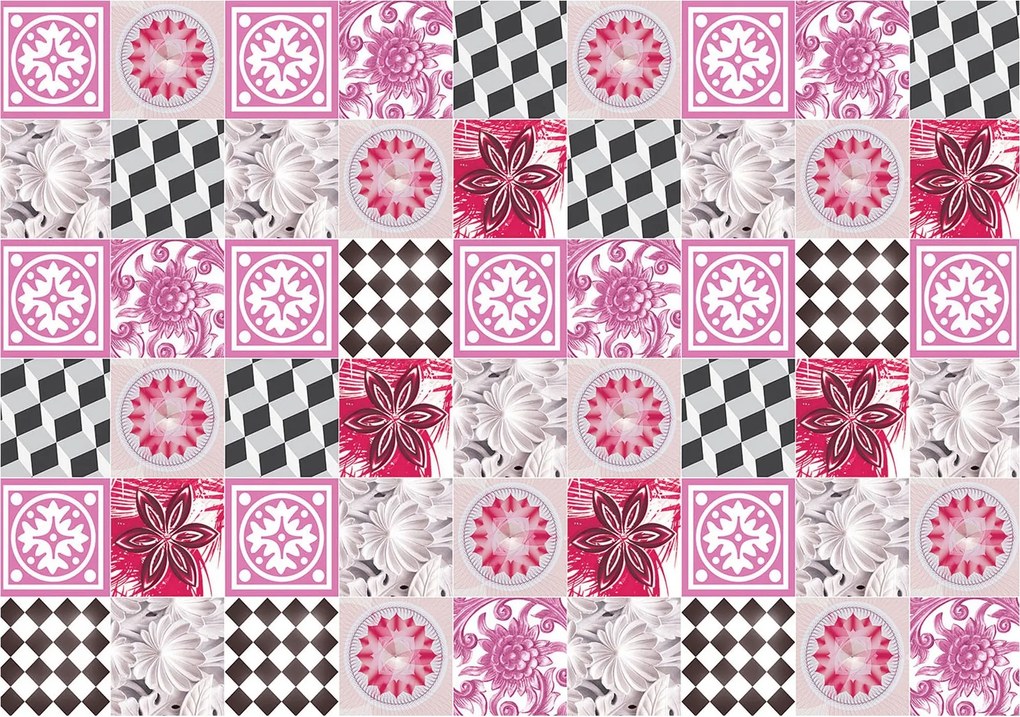 Fotótapéta Virágos Geometria Rózsaszín Minták 368x254 a nappaliba +ragasztó