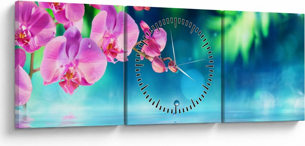 Kép - Orchidea (órával) (90x30 cm)