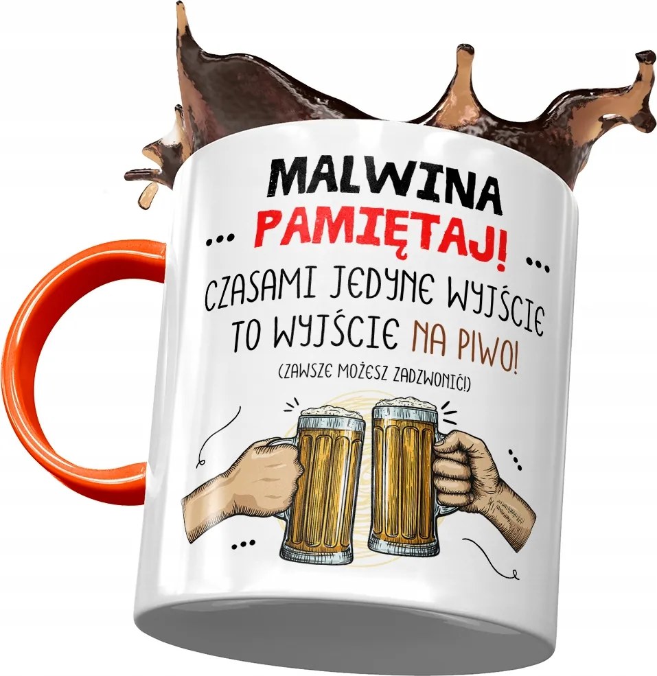 Narancssárga Bögre Malvina Barátnőknek Ajándék Nyomtatott Fotóval