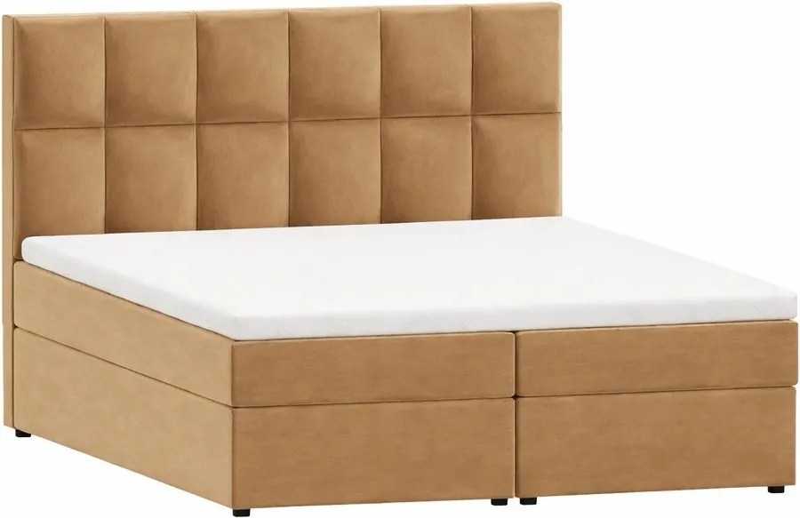 Okkersárga ágyneműtartós boxspring ágy 140x200 cm Flip – Ropez