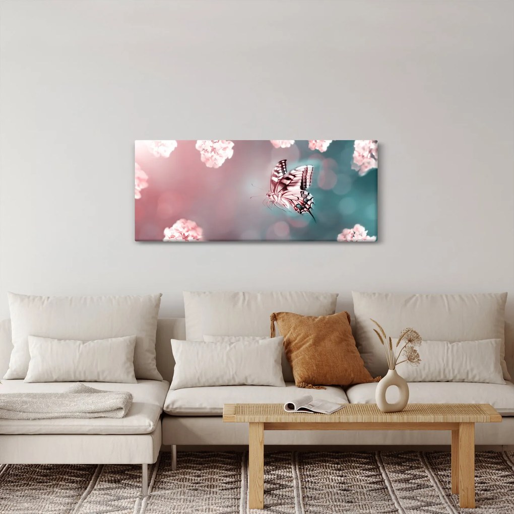 Kép - pillangó a virágok között (120x50 cm)