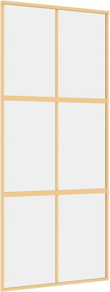 vidaXL aranyszínű átlátszó ESG üveg és alumínium tolóajtó 90 x 205 cm