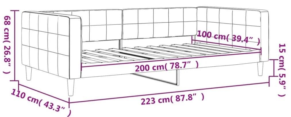 sárga bársony kanapéágy 100 x 200 cm