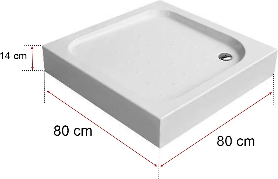 Klonberg 80x80 cm-es szögletes akril zuhanytálca