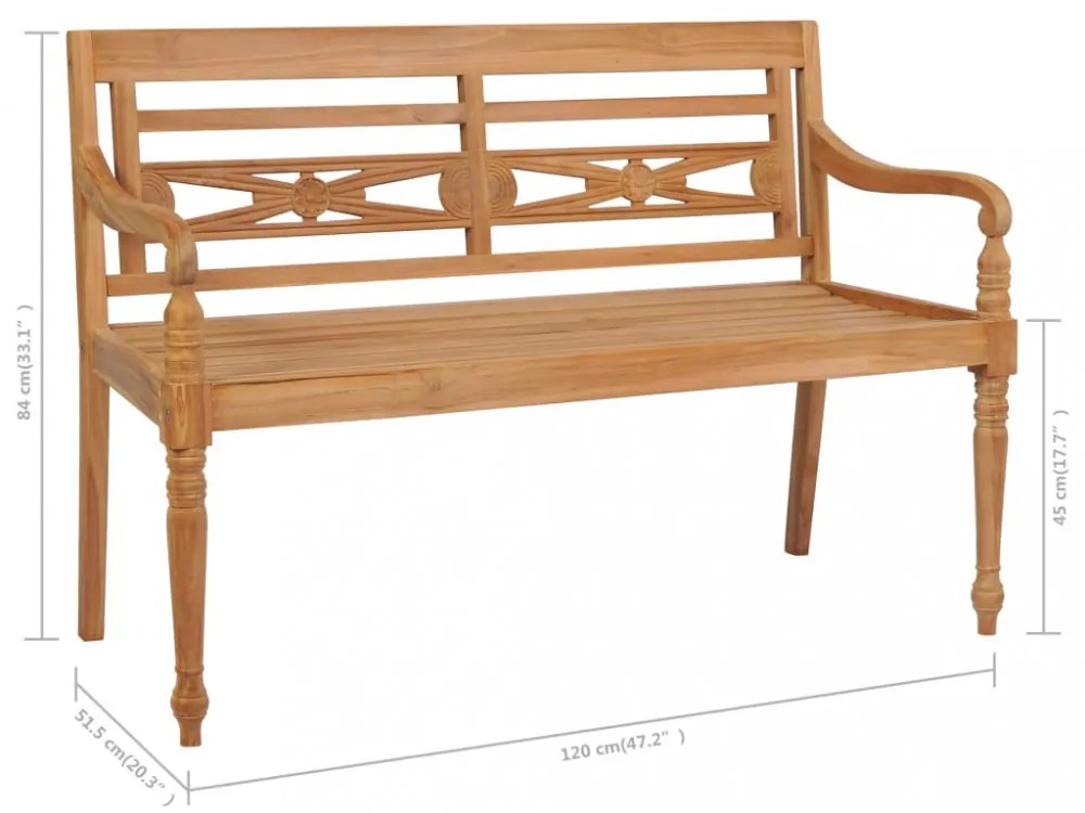 tömör tíkfa Batavia pad tópszínű párnával 120 cm
