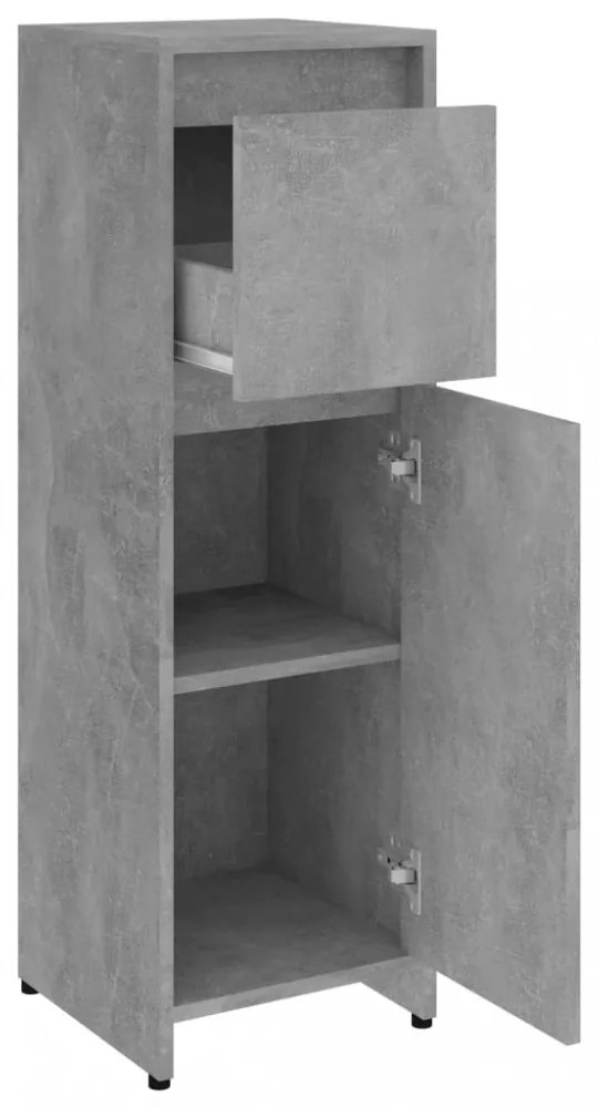 betonszürke szerelt fa fürdőszobaszekrény 30 x 30 x 95 cm