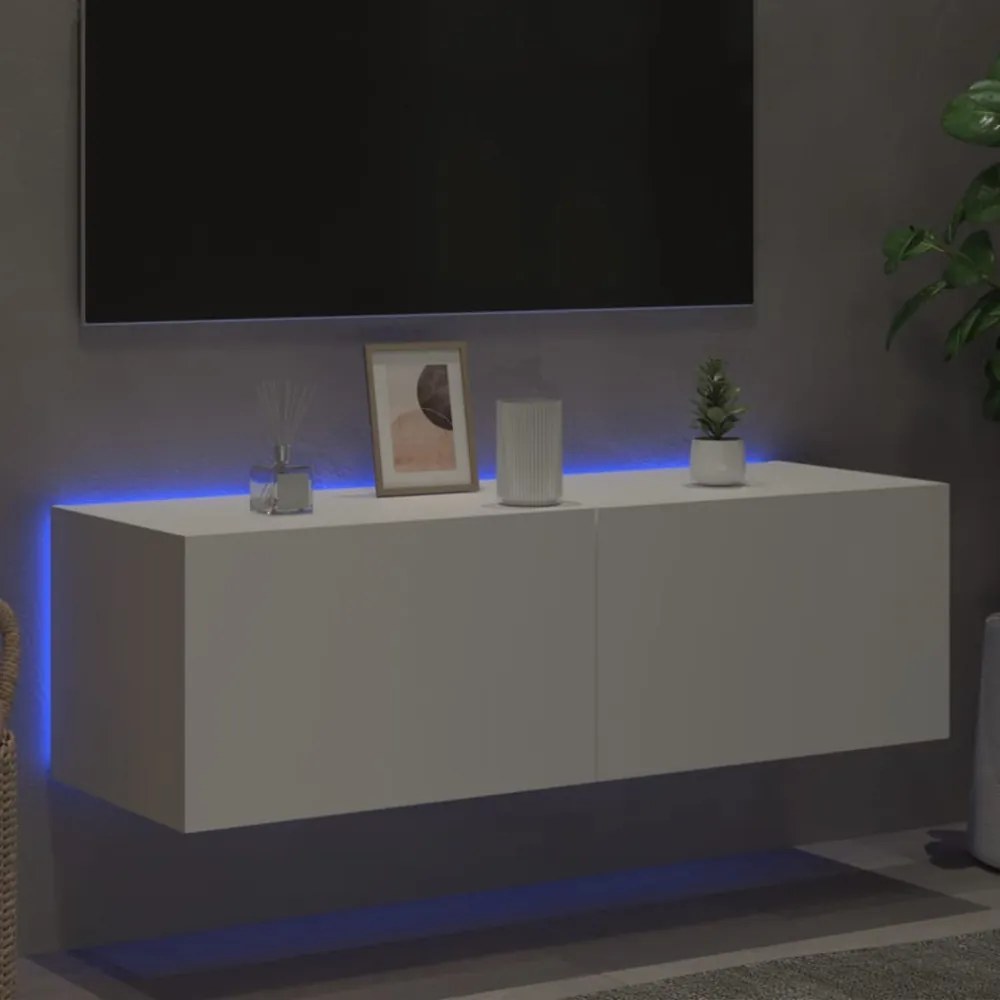 fehér fali TV-szekrény LED-világítással 100 x 35 x 31 cm
