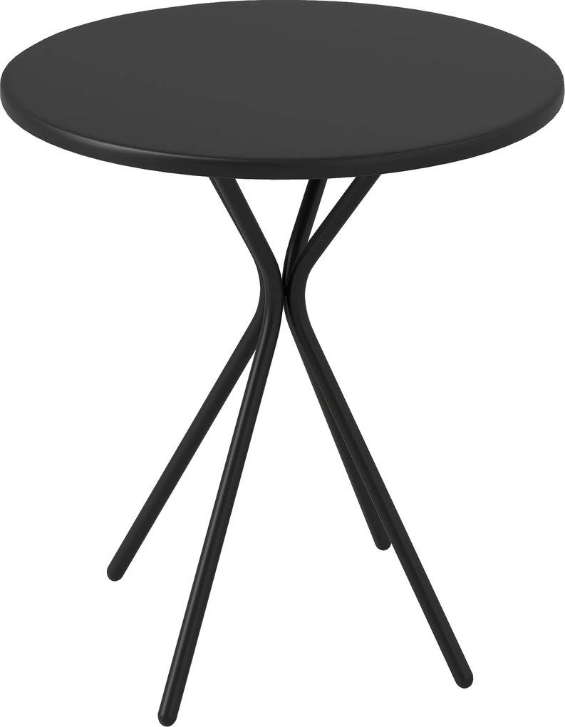 Outsunny Terasz Asztal Ø60 x 70 cm, Időjárásálló Acél Erkélyasztal, Kerek Étkezőasztal Ülőlappal Kültéri Kemping Asztal, Terasz Asztal Kerthez, Terasz