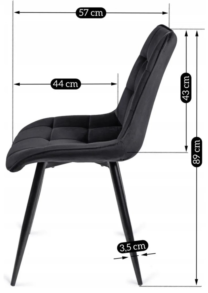 Fekete Bársony Étkezőszék RIO