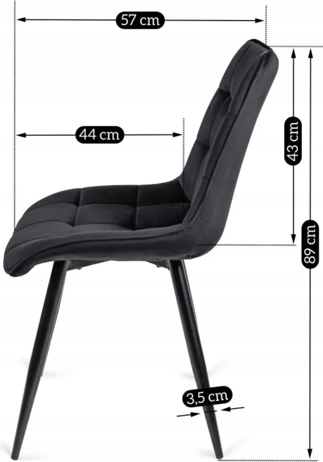 Krzesło RIO Czarne Welurowe