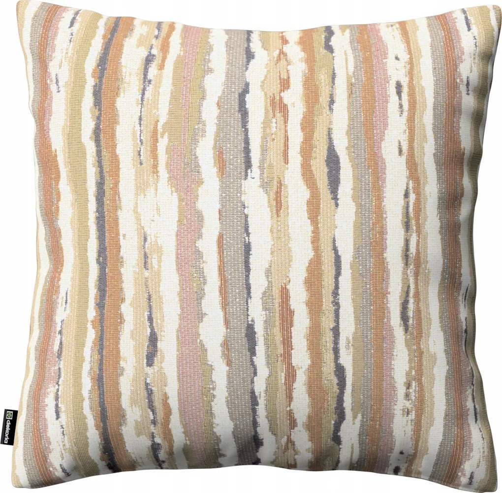 Párnahuzat 43x43 olíva-narancs csíkos, krémszínű alapon