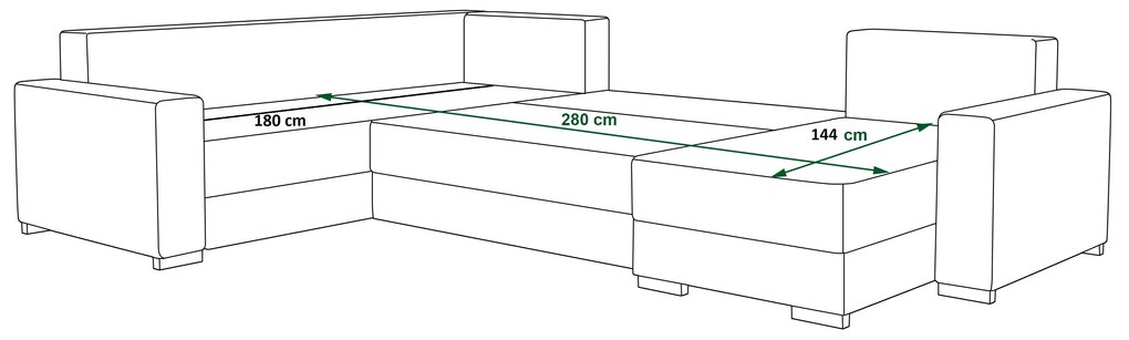 U alakú sarokkanapé Pearle 3 (sötétszürke + fekete) (J). 1062192