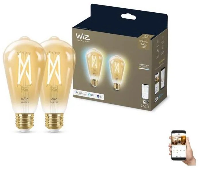 KÉSZLET 2x LED Dimmelhető izzó VINTAGE ST64 E27/6,7W/230V 2000-5000K Wi-Fi - WiZ