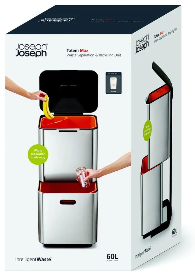 Bézs acél szelektív szemetes 60 l Totem Max – Joseph Joseph