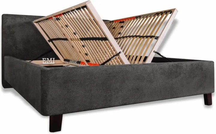 ZEFIRA kárpitozott ágy + rácsos rács + matrac EMI