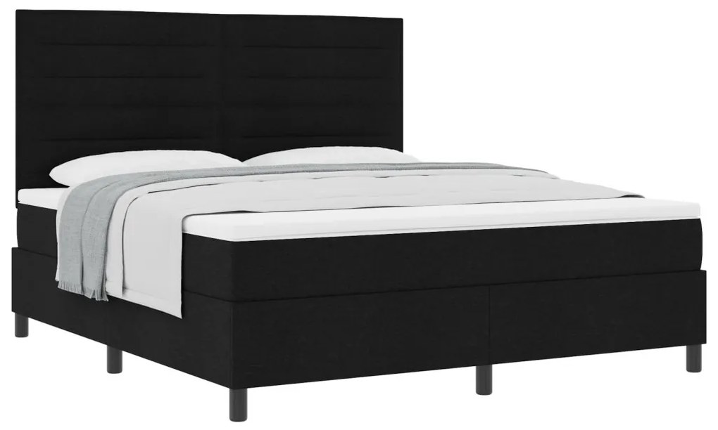 Boxspring Ágy Mattal Fekete Szuper Király Szövet