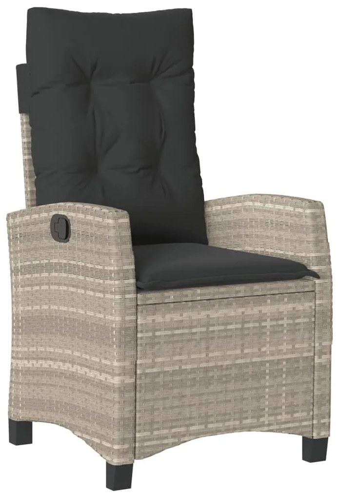 3részes világosszürke polyrattan kerti étkezőgarnitúra párnával