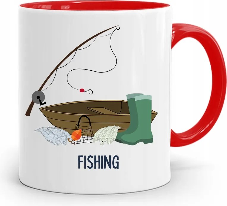 Piros Horgász Bögre Horgász Ajándék fényképes nyomtatással