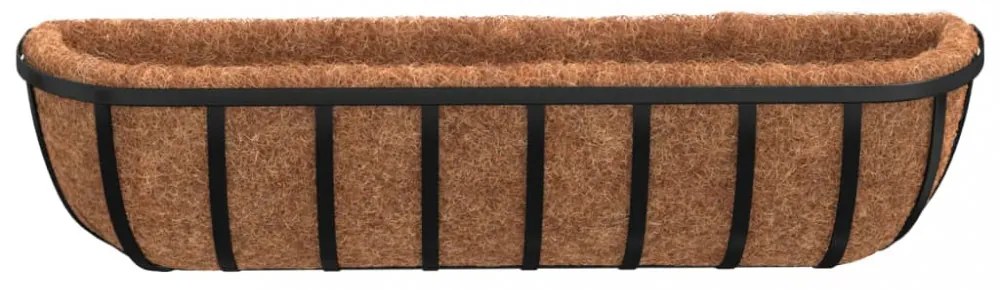2 db fekete acél fali növénytartó kókusz béléssel 61x19x16 cm