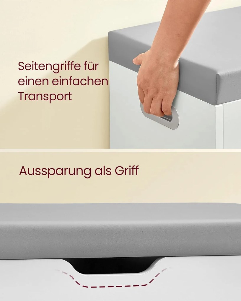 Cipőpad tárolóhellyel, Párnázott, Terhelhetőség 136 kg, 30 x 80 x 44 cm, fehér-szürke