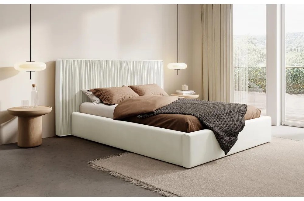 Franciaágy 140 cm Thala 140 (ágyráccsal) (tárolóhellyel) (krém + fekete). Akció -15%. 1099738