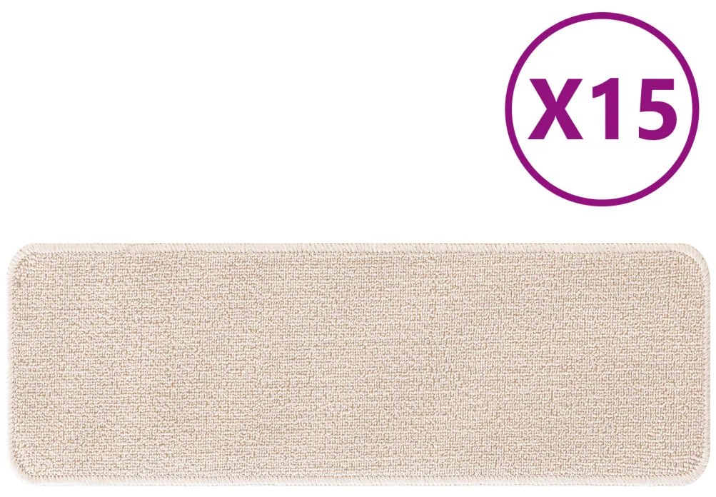 Csúszásmentes Lépcsőszőnyegek 15 pcs Krém 60 x 25 cm PP