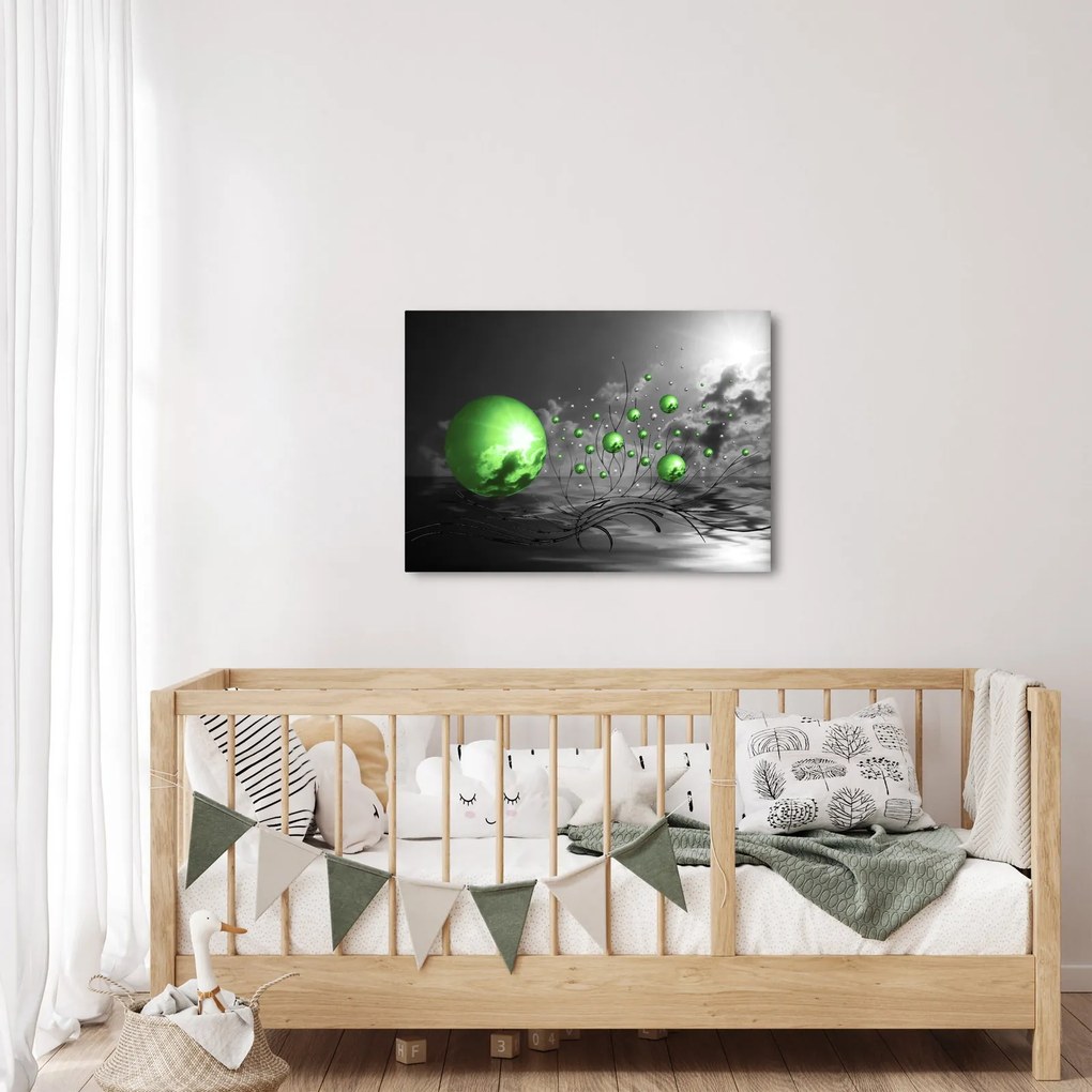 Zöld absztrakt gömbök képe (70x50 cm)