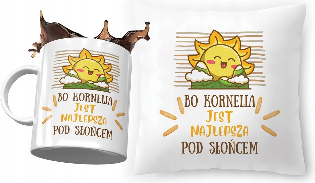 Kornélia párna ajándék bögre szett fényképes nyomtatással