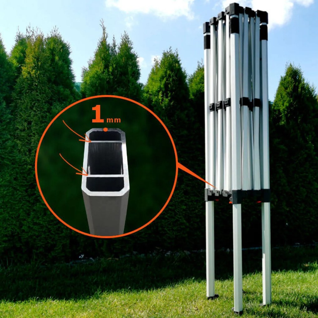 Profi piaci sátor 2x3m ALU EXCLUSIVE (3 oldalfal) - plusz 3 oldalfal - Piros