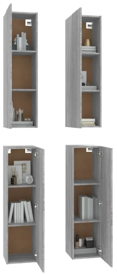 4 db szürke sonoma színű szerelt fa TV-szekrény 30,5x30x110 cm