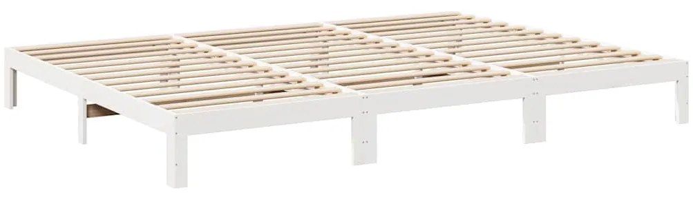 családi ágykeret matrac nélkül fehér 240x200cm tömör fa fenyőfa
