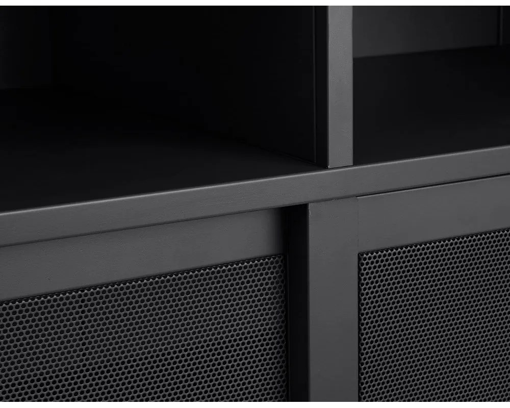 Fekete fém szekrény tolóajtóval 90x140x40 cm Veep – Unique Furniture