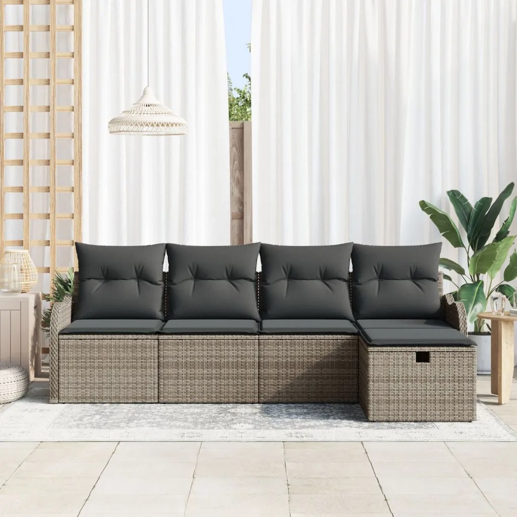 Kerti Kanapé Szett 5 pcs Szürke 231 x 117 x 85 cm Poli rattan